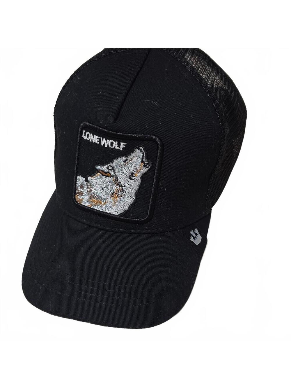 Goorin Bros The Farm Trucker Hat Navy Lone Wolf Black Cap Embroidered Snapback